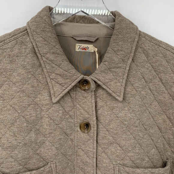 Faherty Epic quilted shacket jacket barn coat brown heather mink boxy new Large - Picture 3 of 5